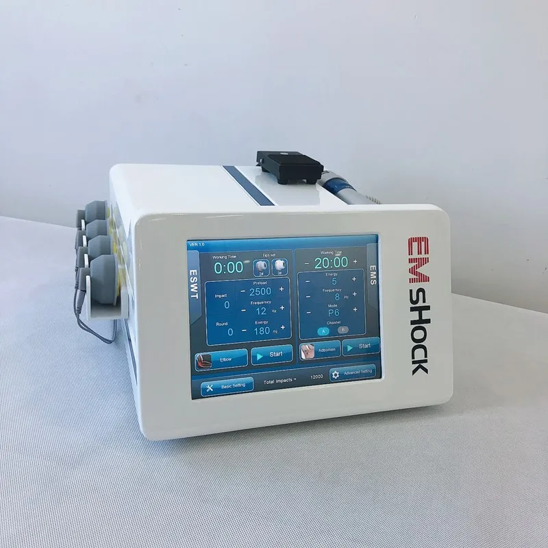 Dispositivo de terapia de ondas de choque/máquina de terapia de ondas de choque radiales acústicas para el tratamiento de la disfunción eréctil con estimulador muscular EMS