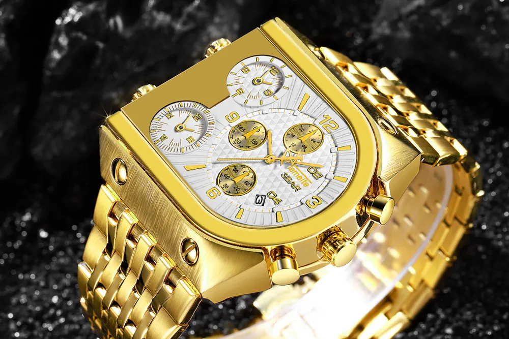 Golden Quartz Watch Men Women Luxury Watches Relogio Masculino Luxury Gold Brace