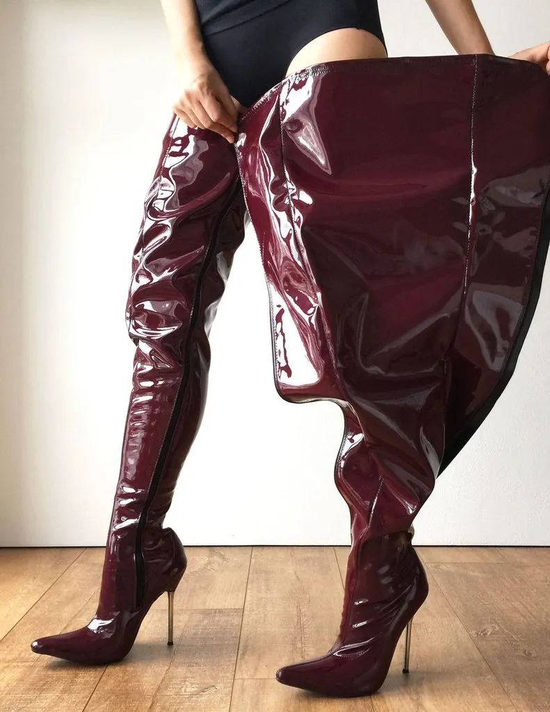 Pvc thigh high best sale boots wide fit