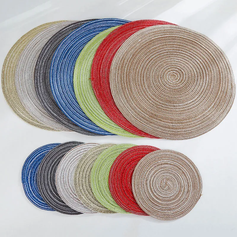 Cotton Linen Round Placemat Anti-slip Dining Table Mat Bowl Pads Drink Cup Holder Kitchen Decoration Accessories