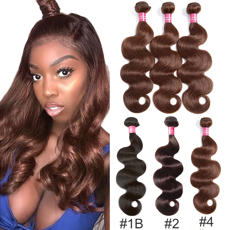 Mink Brazilian Body Wave Virgin Hair Wefts 1b/#2/#4 Virgin Brazilian Body Wave Hair Bundles Human Hair Extensions