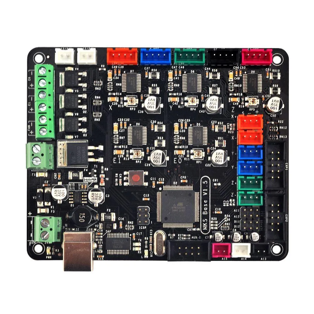 Freeshipping Zestaw drukarki 3D MKS Base V1.5 Płytka sterownika drukarki 3D z Mega 2560 R3 Płyta główna Ramps1.4 + 12864 Kontroler LCD