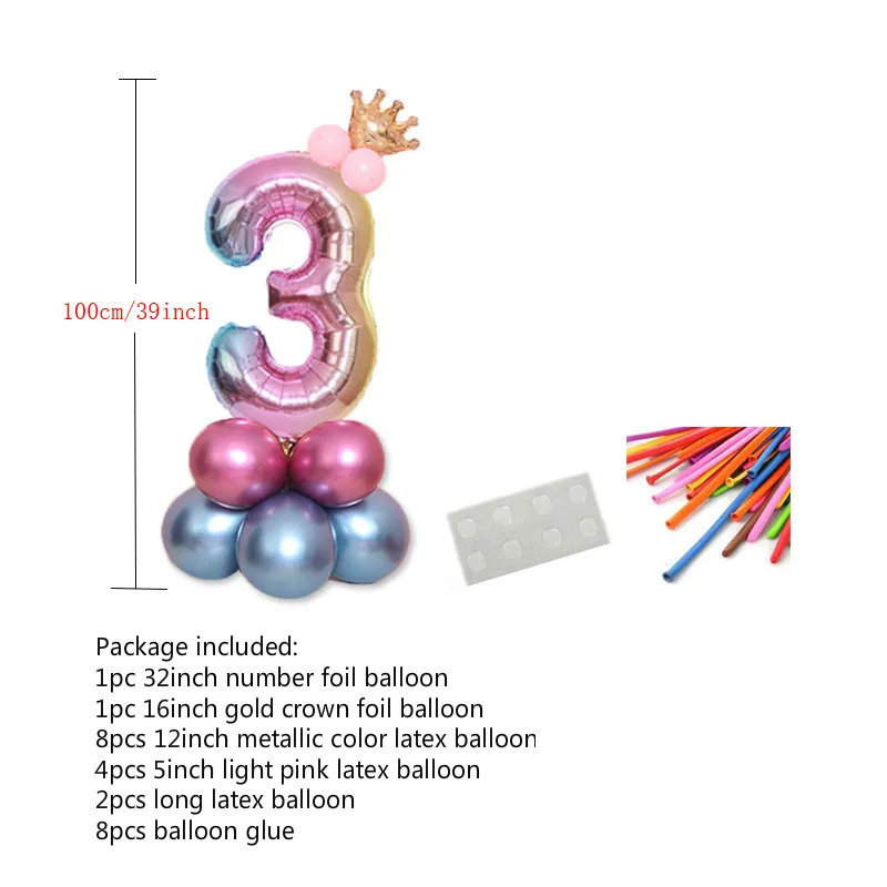 Ballons Danniversaire Rainbow Number Foil Ballons 1 2 3 4 5 6 7 8