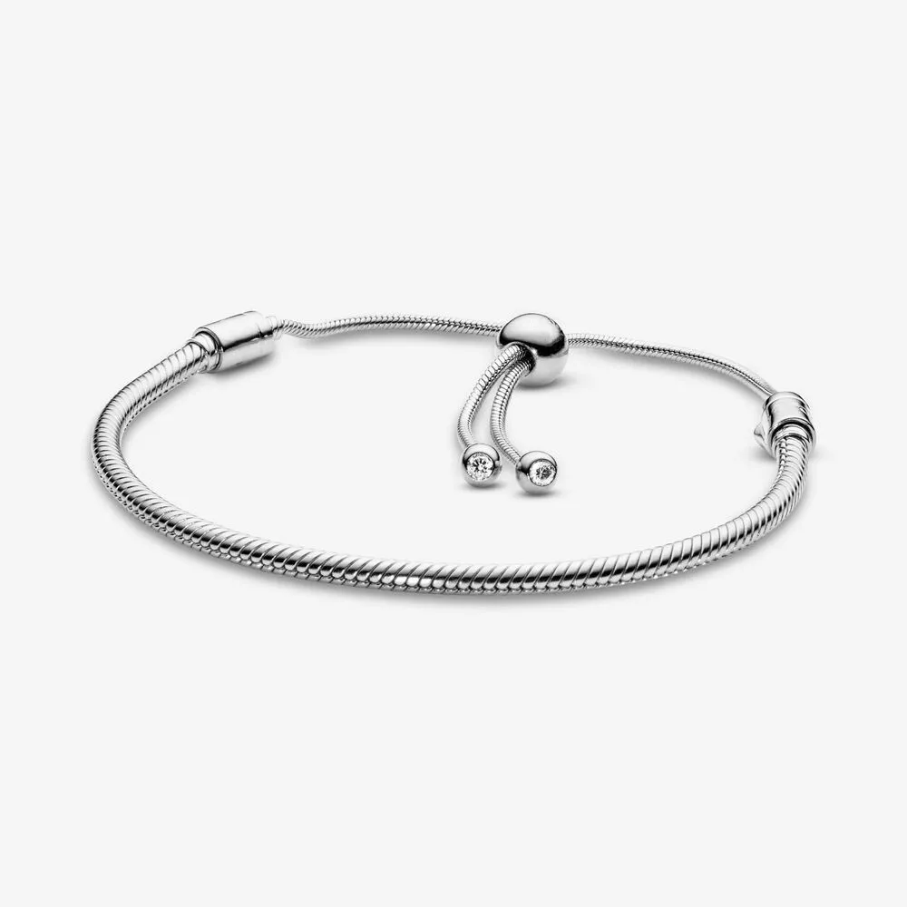 Bracciale a catena serpente New Moments Slider Bracciale a catena serpente regolabile in argento sterling 925 per gioielli di lusso da donna Regalo di San Valentino