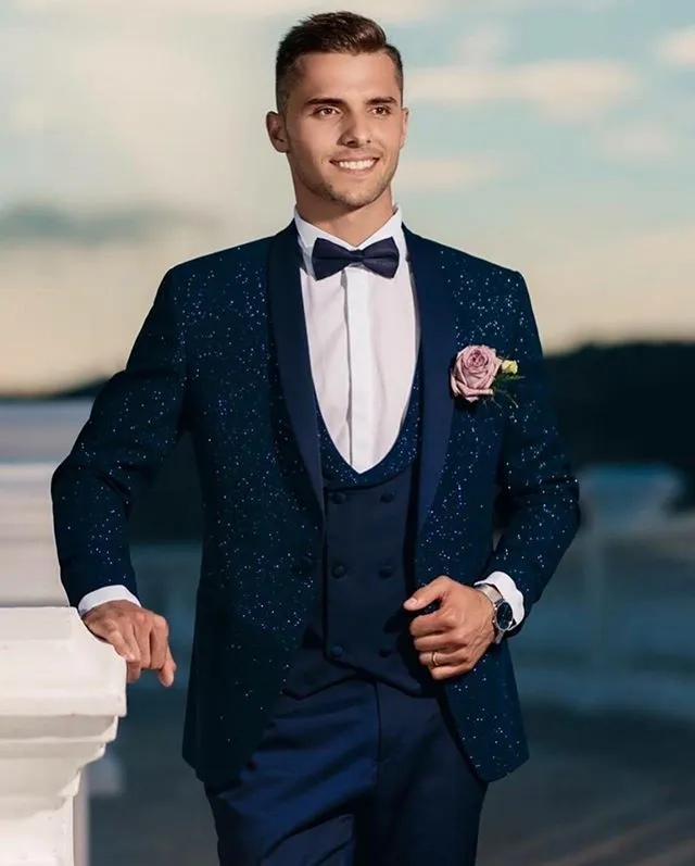 男性のための結婚式のタキシードスリーピーススーツ：ウールブレンド