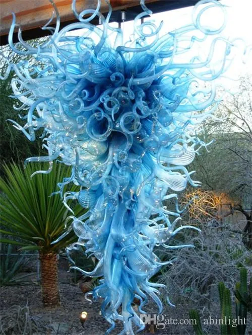 Blue Chandeliers Custom Made Art Decorative Blown Murano Glass Modern Crystal Hanging Chandelier