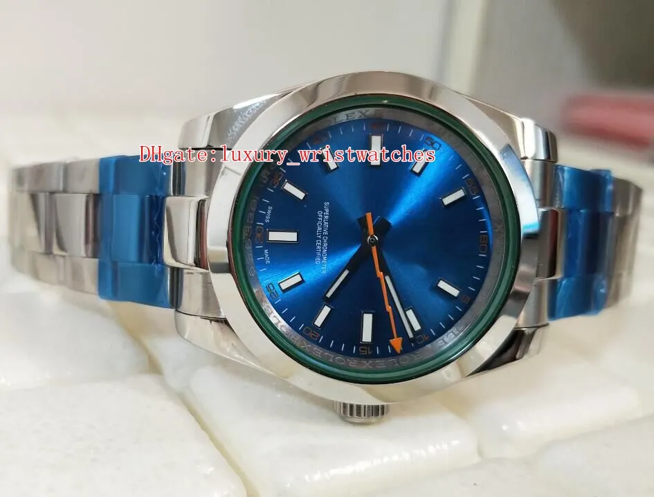 Excellentes montres-bracelets à la mode 116400GV 116400 40 mm en acier inoxydable cadran bleu Asie 2813 mouvement automatique montres pour hommes