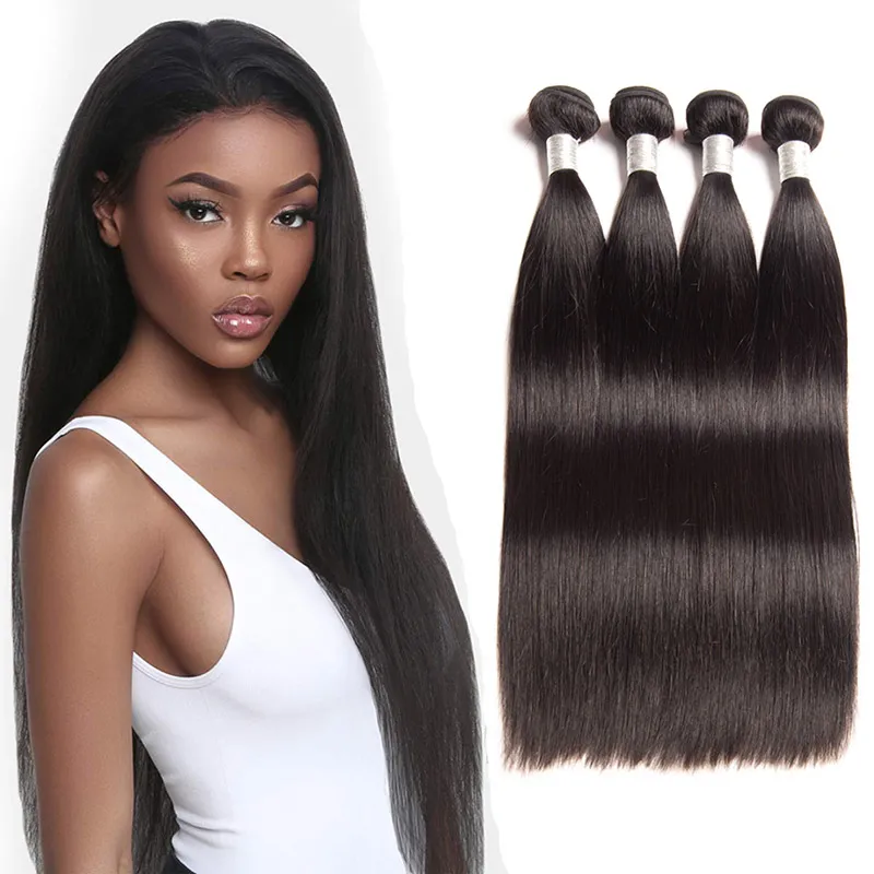 Peruvian Virgin Hair Silky Rak 4 stycken / Parti 100% Human Hairs Extensions Naturlig färg Dubbel Weft 10-30Inch Ruyibeauty