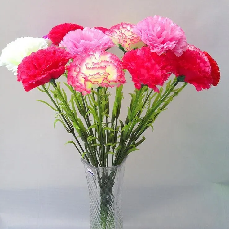 Decorazioni per la casa con fiori di garofano artificiali, fiori di seta singoli, San Valentino, festa della mamma, decorazioni floreali per matrimoni