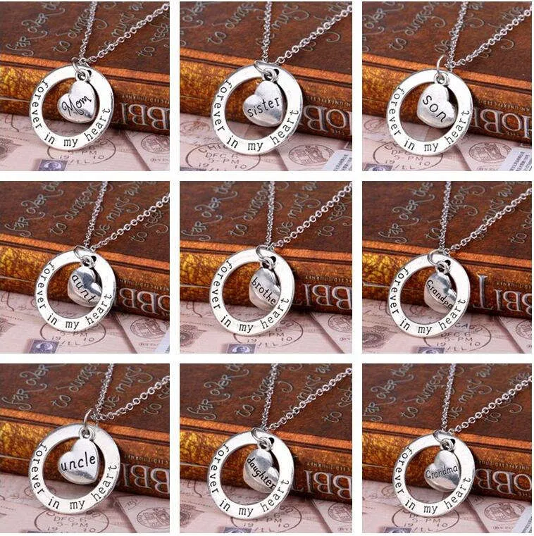 Forever in Heart Ring Moeder Dochter Zus Ketting DJN09 Mix Order Panthanger Kettingen Sieraden