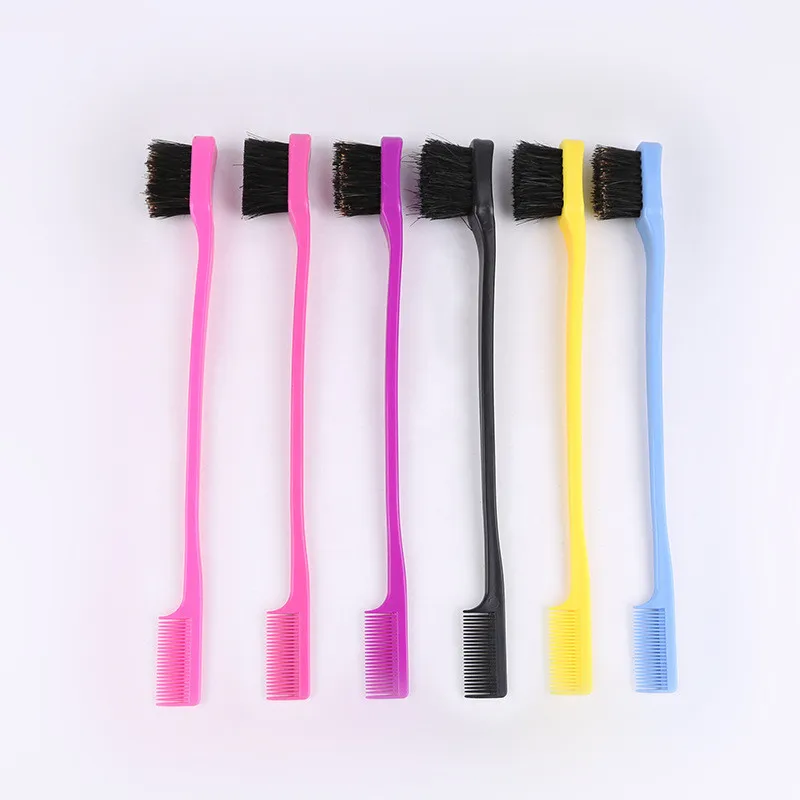 Double Sided Hair Edge Brushes Styling Hairdressing Salon Hairs Comb Brush Beauty Tools Multicolors choice free ship 100