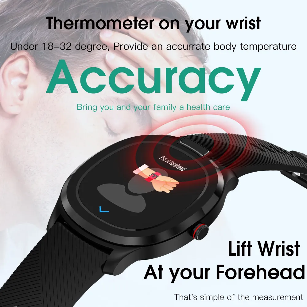 EKG + PPG Monitor temperatury Tętna ciśnienie krwi IP68 Wodoodporna inteligentna zegarek Fitness Tracker Sport Wristwatch