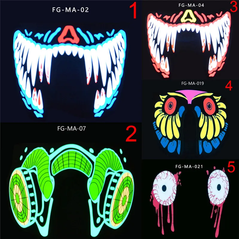 1 UNIDS Moda Cool LED Luminoso Intermitente Máscara de media cara Fiesta Evento Máscaras Light Up Dance Cosplay Impermeable K5818213n