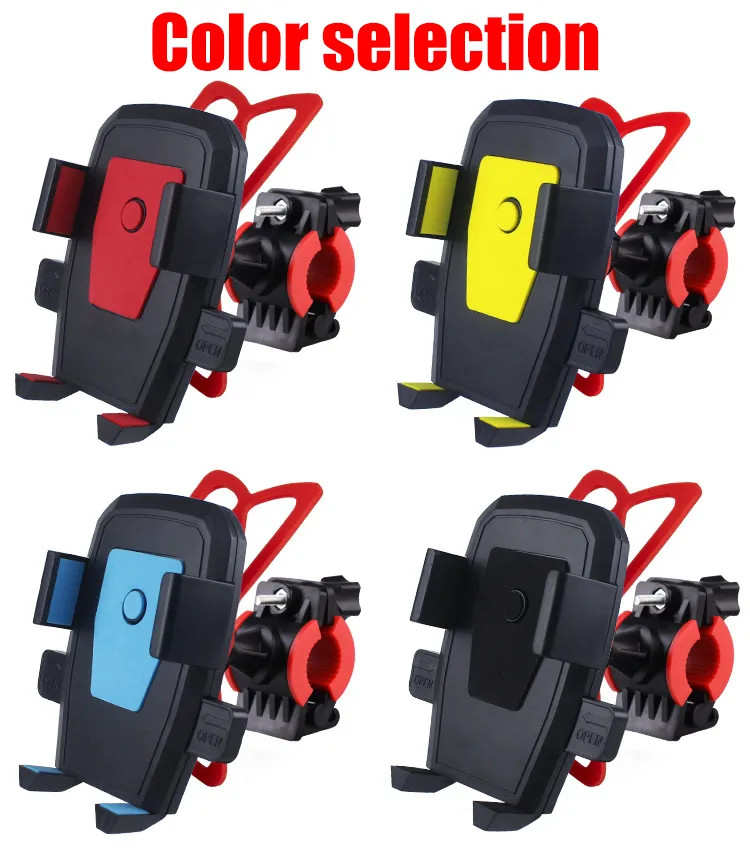 Suporte de bicicleta colorido misturado, capa de bicicleta para celular, suporte de viagem, acessório universal, suporte de plástico com rotação de 360 graus para celular