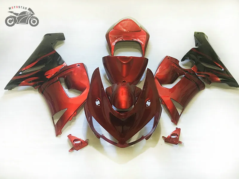 Gratis Anpassad Motorcykel Fairings Kit för Kawasaki Ninja 2005 2006 ZX6R ZX636 ZX 6R 05 06 ZX-6R Red Aftermarket Body Fairing Kits TV7