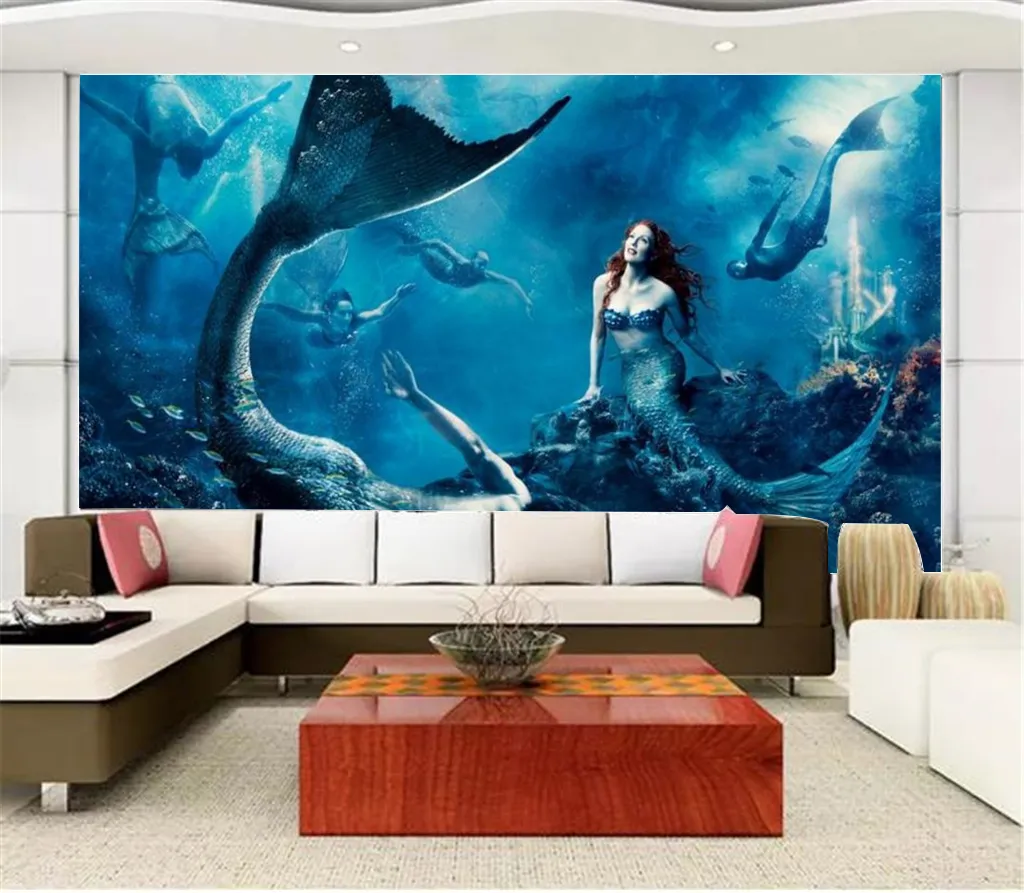 American Retro Wallpaper, A Group Of Mermaids Swim On The Seabed