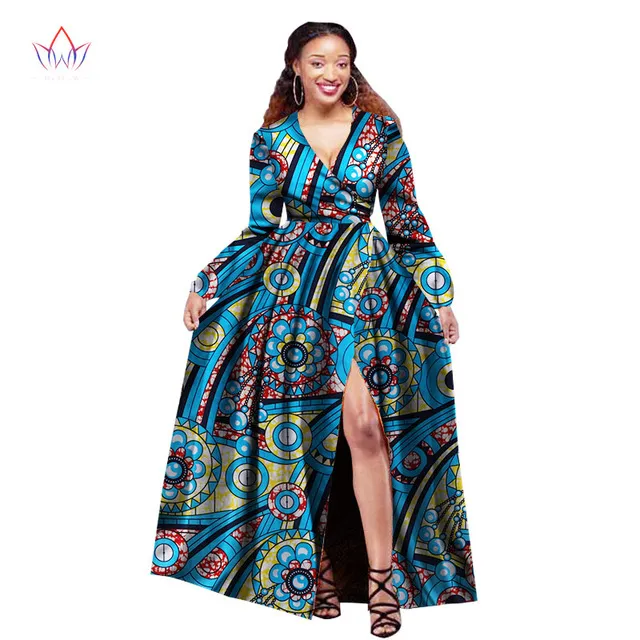 Plus Size African Dresses For Women Long Sleeve Slip Party Dresses Bazin  Riche Dashiki Print African Clothing BRW WY1395 From Bintarealwax, $54.45