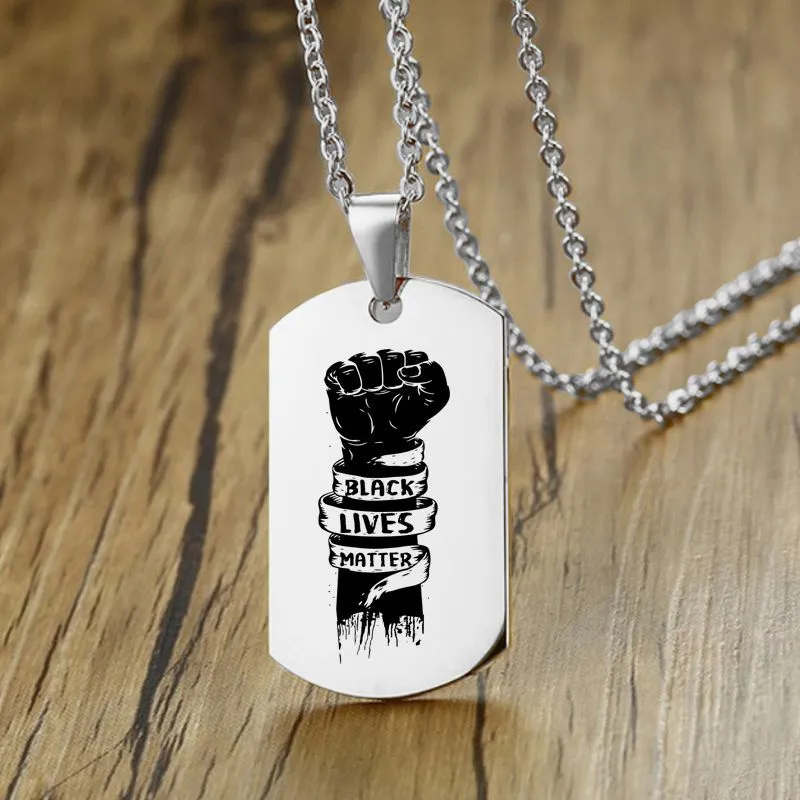 Black Lives Matter Colar Protesto Preto Marca Militar Mulheres Hip Hop Jóias Mens Pingente de Aço Inoxidável Link Chain Colares 16 Designs