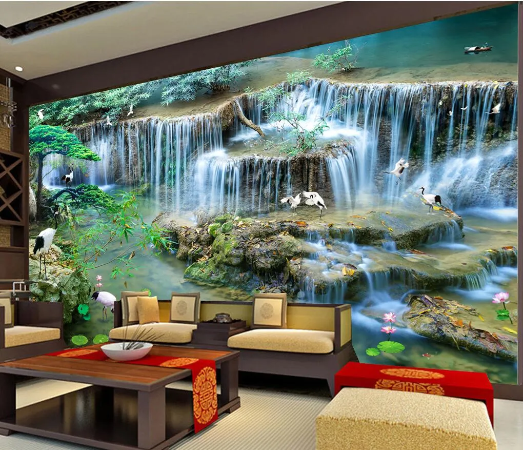 beautiful scenery wallpapers Scenic waterfall wallpaper for walls 3 d for living room