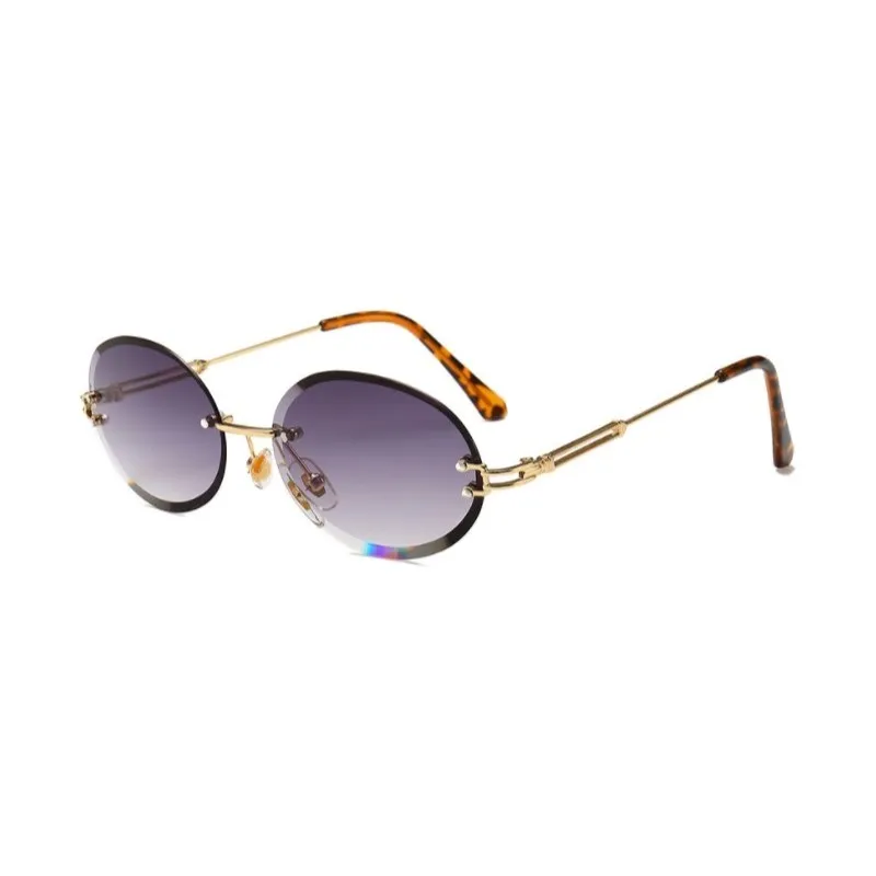 Oval Rimless Women Sunglasses UV400 Gradient Black Lenses  display picture 1