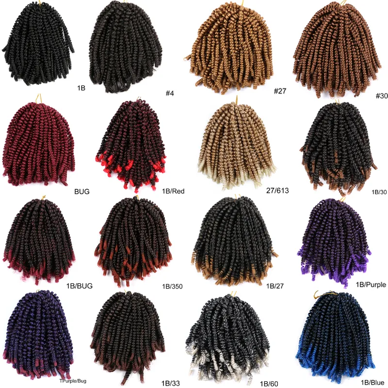 8 -дюймовые наращивания волос с весенним поворотом синтетической бомбы с плетеной волосы 100 г/пк. Выплетение для женщин LS33
