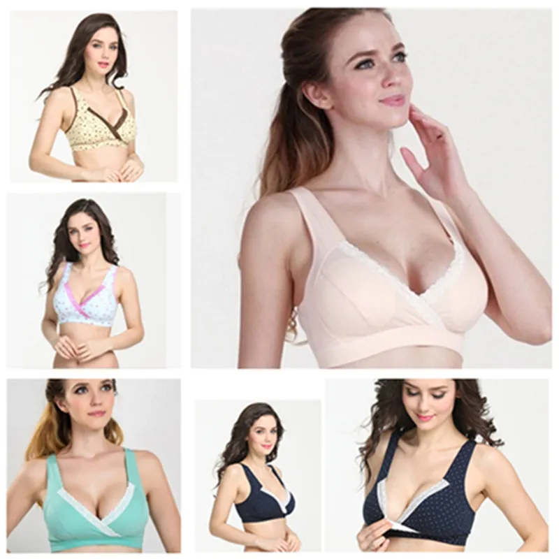 Kvinnor Bra tråd Gratis spets sida Vest Type Cross Sleep Bra Nursing Cotton Bra för gravid Yoga Underkläder 11 Färg Gratis frakt