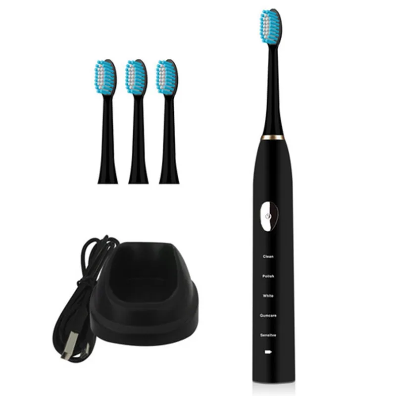 Brosse à dents électrique Sonic automatique brosse à dents vague étanche Portable Usb charge 3 Pack tête blanchissant la famille d'ultrasons J190628