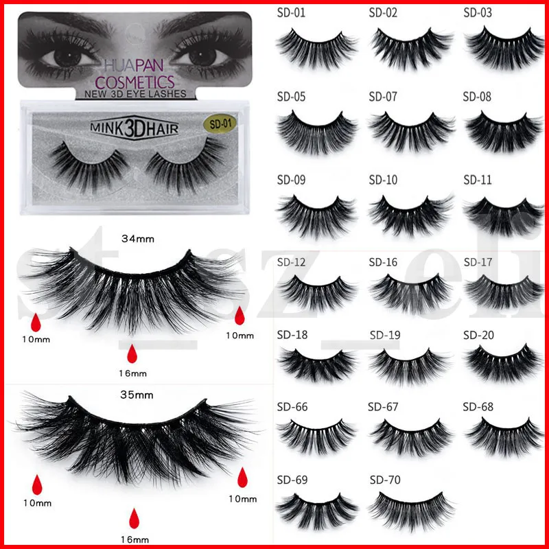 HUAPAN 3D норка Ресницы Ресницы Грязный Eye Lash Extension Sexy Ресницы Full Strip Lashes глаз