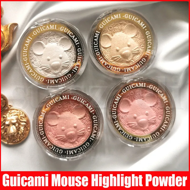 Guicami Makeup Face 3d Highlight Brightening Rose Gold Mouse Form Hög Ljus Bronzers Markera Pressat Pulver 4 Färger