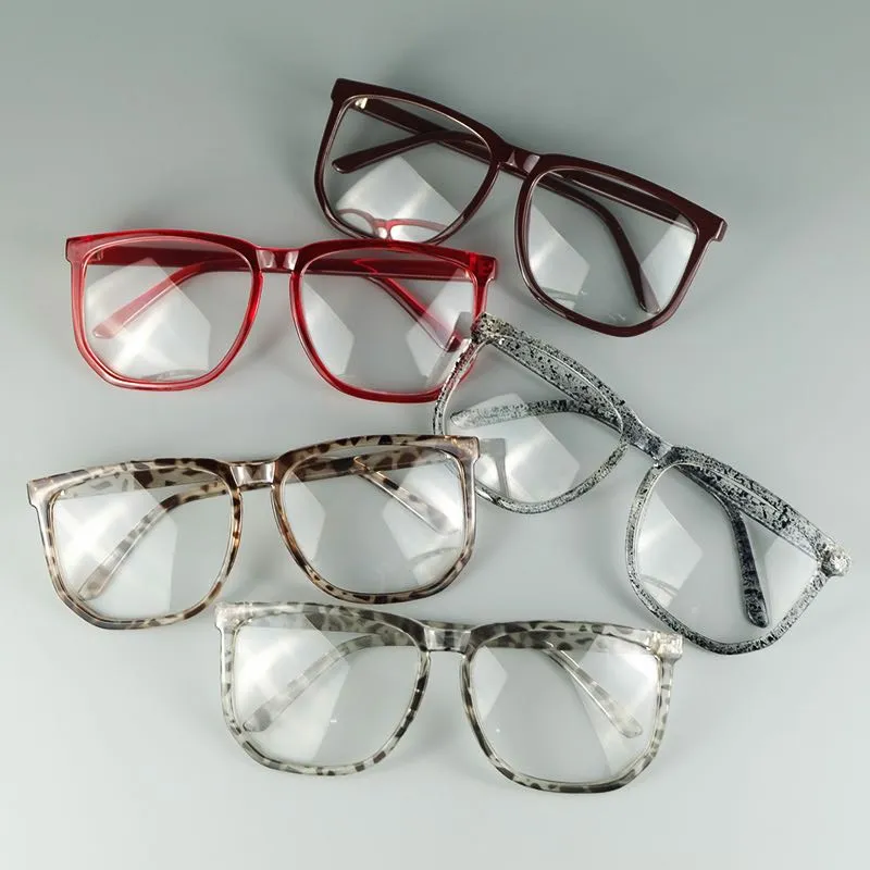 Nerd geek oogglazen frame grote vierkante brillen met duidelijke lenzen optische bril eenvoudig ontwerp 5 kleuren decoratieve groothandel