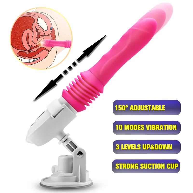 Up And Down Mouvement Sex Machine Femelle Gode Vibrateur Adult Sex Toys Pour Femme Main-Libre Pénis Automatique Avec Ventouse Y191015