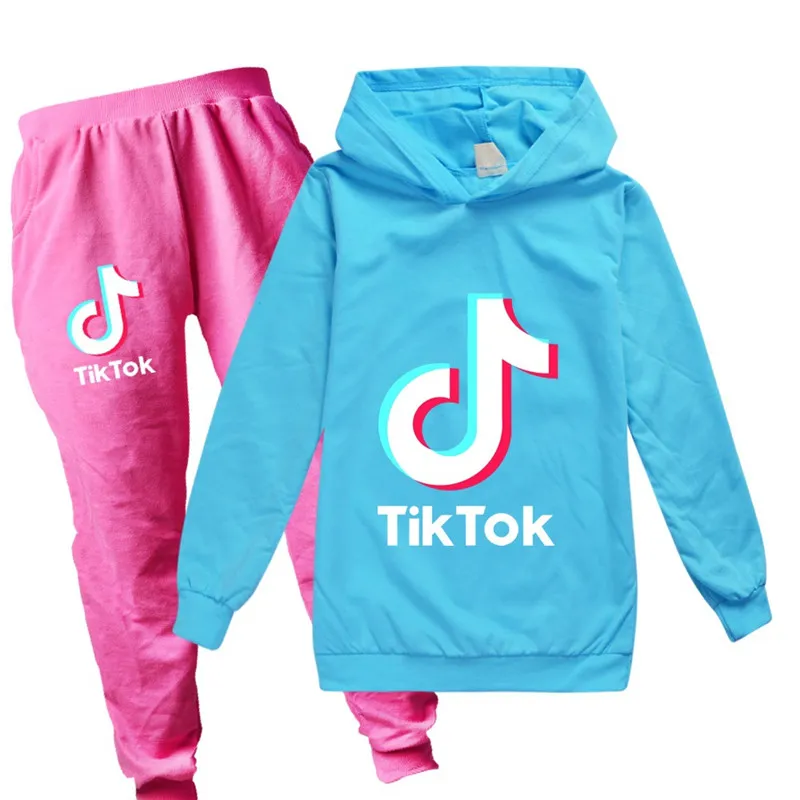 Conjunto de 2 unidades de ropa TikTok para ninos pantalones con capucha de manga larga mezcla de algodon ropa opcional Multicolor para ninos y