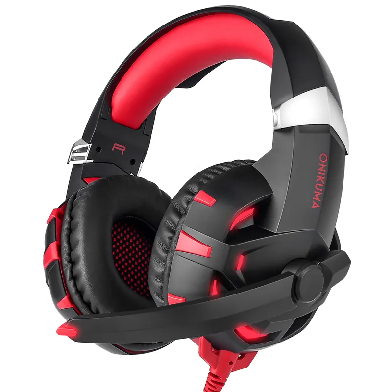 ONIKUMA K2 Gaming Headset 7.1 canais de som estéreo Casque Gaming auscultadores com microfone Luz LED para PS4 PC computador portátil