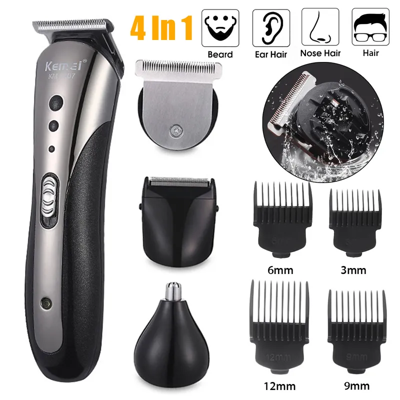 Kemei KM 1407 Rechargeable Hair Trimmer Wireless, Waterproof, All In
