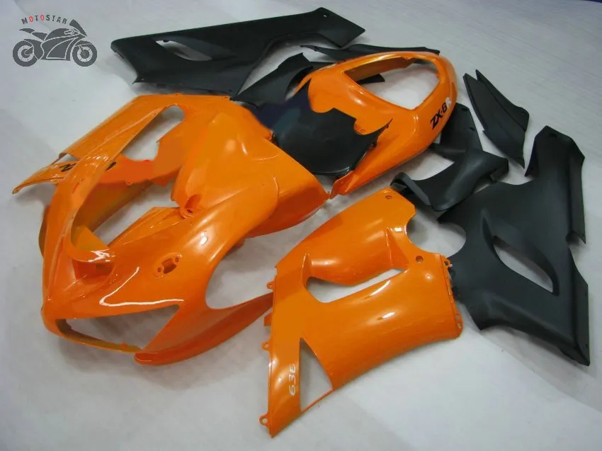 Bezpłatne niestandardowe zestawy targowe dla Kawasaki Ninja ZX6R 2005 2006 636 pomarańczowe czarne chińskie wróżki części ciała 05 06 ZX-6R ZX 6R
