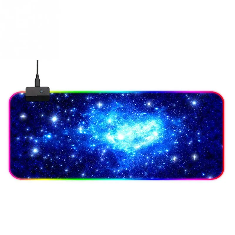 RGB Fashion Gaming Home Galaxy Starry Sky Style Office Large Size Rectangle Mouse Pad LED Lighting Soft Pro Gamer