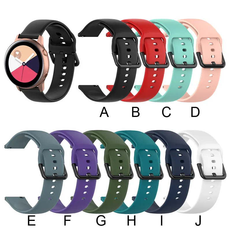 20mm Silicone Watchband Smart Straps para Samsung Galaxy Watch Ativo R500 / Gear Sport / Engrenagem S2 Classic / Huami Amazfit Bip 2 Substituição Pulseira Pulseira Banda de Banda