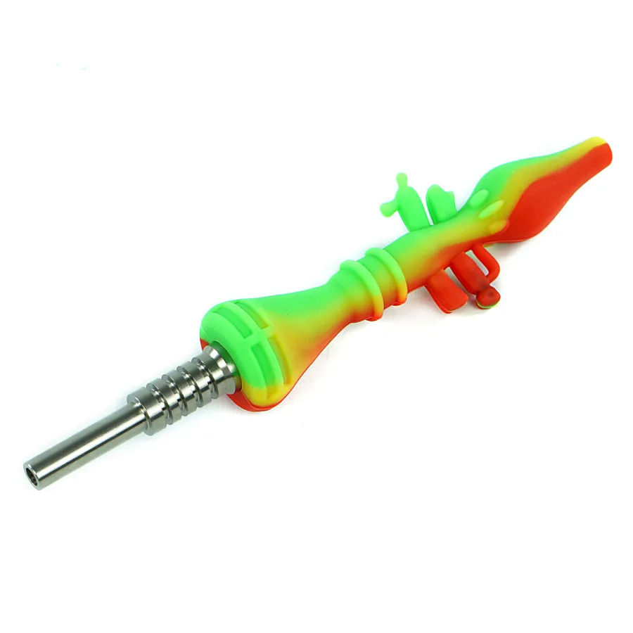 Bazooka -satser med 14 mm titan mini glasrör oljerig koncentrat dab halm bong