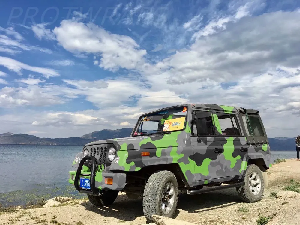 Impressive Green black Gray Camo Vinyl Car Wrap With air bubble Free Printed / PAINTED Camouflage graphics stickers 1.52x10m/20m/30m Roll