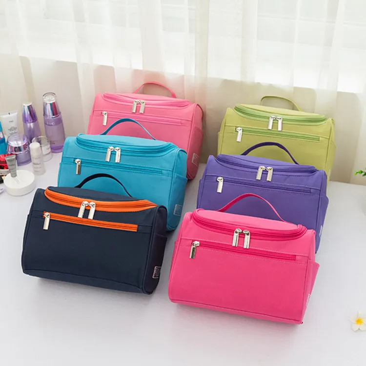 Nouveau Style coréen couleur unie crochet Type sac à main femmes sac cosmétique sacs de rangement de voyage sacs de lavage