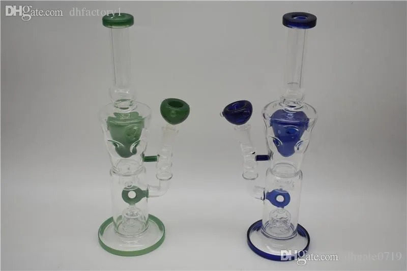 Nouveau design coloré Bangs en verre Grand narguilé avec double nid d'abeille et baril perc Conduites d'eau en verre avec bol mâle coloré de 14 mm