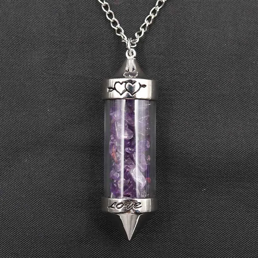 qimoshi Reiki Healing Crystal Ciondolo Bottiglia dei desideri Collana con catena maglione Ciondolo Lady Collana con personalità dal temperamento selvaggio