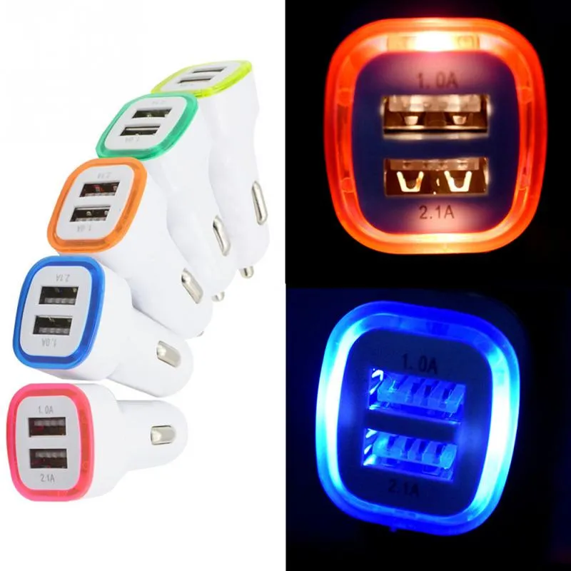 Chargeur de voiture Led double USB, 5V 1A, pour téléphone Portable, Iphone X, Samsung S8, S9 Plus, 2 adaptateurs USB