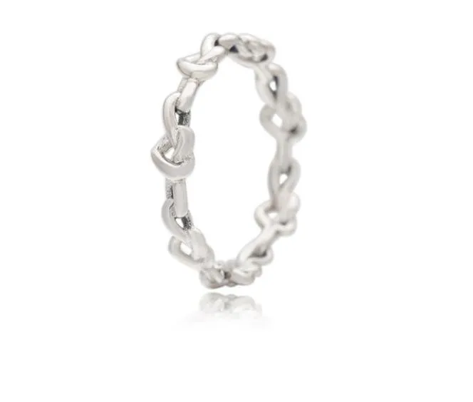 Véritable bague en argent Sterling 925 coeur croix anneaux boîte d'origine pour Pan femmes cadeau bijoux dame bague W155