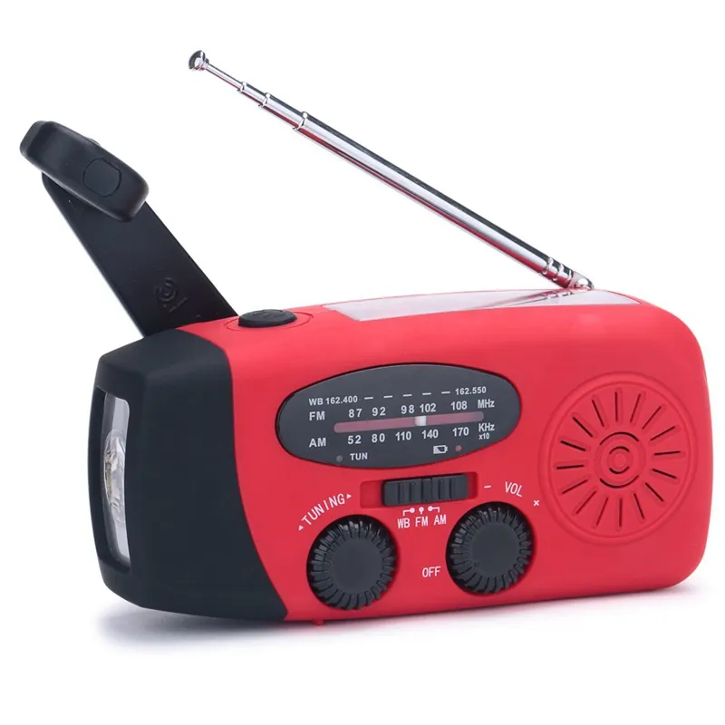 Portable Radio Radio Radio Radio Crank Self / FM / NOAA Radia słoneczne z 3 LED Latarką 1000mAh Ładowarka telefoniczna