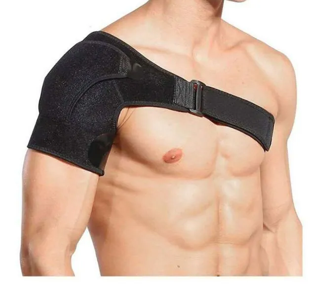 Justerbar andningsbar gym Sportvård Single Shoulder Support Braces Hand Protective Strap Belt Pads för kvinnor och män