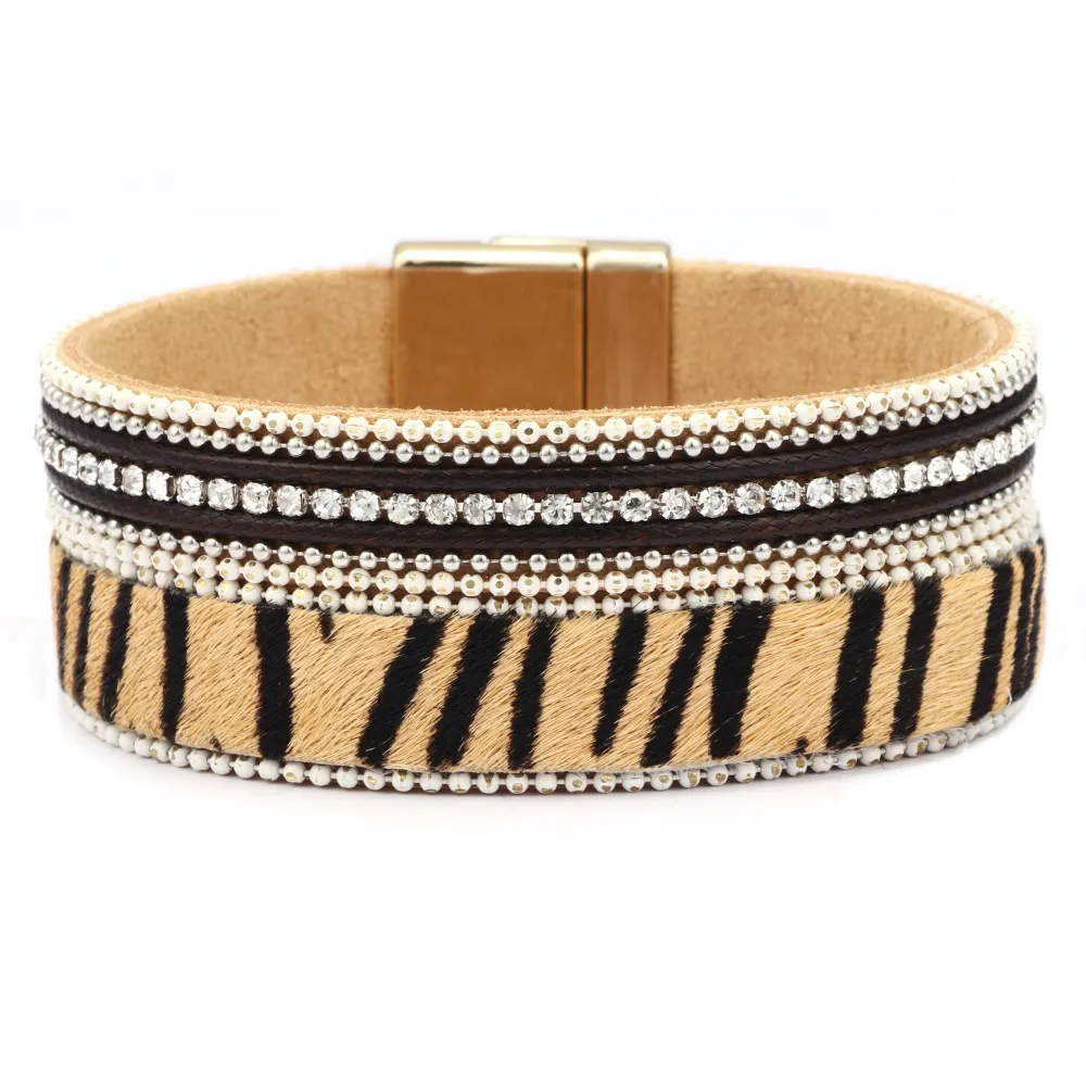 Bangle Horse Hair Leopard Print Armband Kvinnliga smycken överdrivna vilda personlighetsarmband dominerande för kvinnor