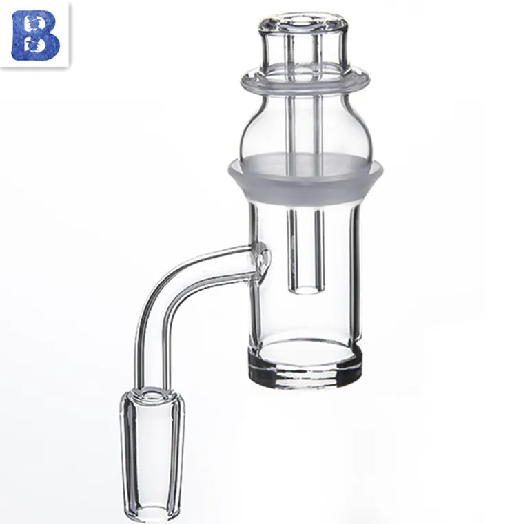 Quartz Banger avec capuchon de carburateur en verre à bord biseauté givré Boule de quartz et clou à douille pour tuyaux d'eau en verre Bong dab rigs