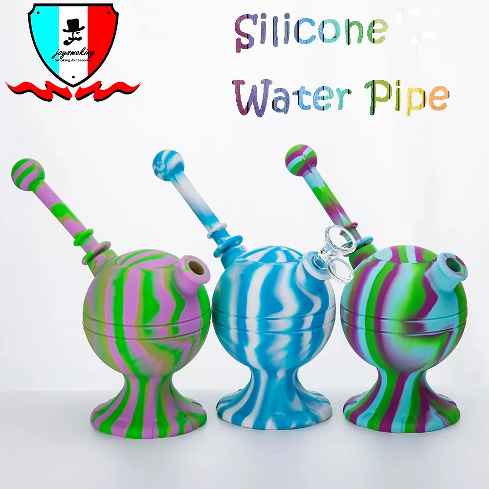 Acessórios para fumantes de tubo de água de silicone com tigela de vidro Design simples uso único com tubos de silicone do tronco de vidro Dab Straw Rigs Bongo de vidro Bong