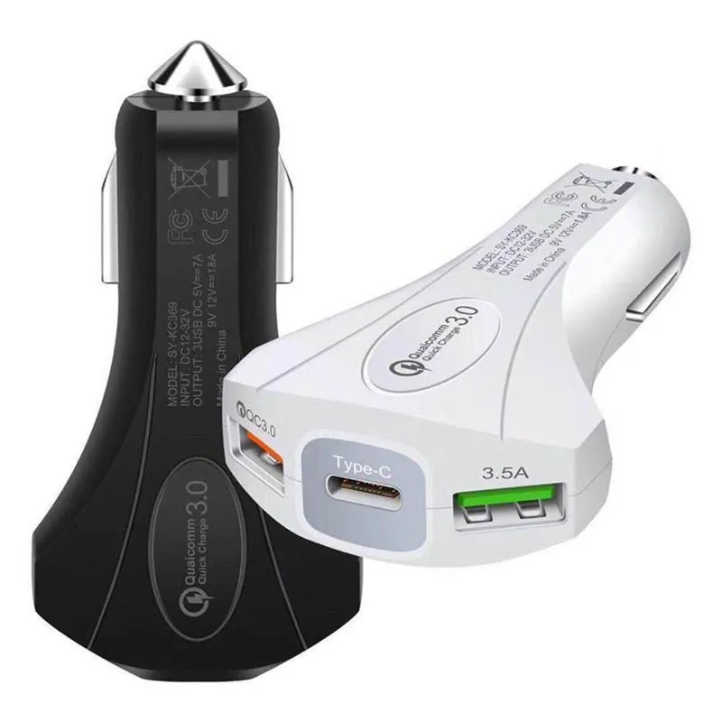 Chargeur de voiture QC3.0 Charge de téléphone rapide 5V 3.5A double port PD chargeur de voiture de Charge rapide pour iPhone XS Max Samsung Huawei